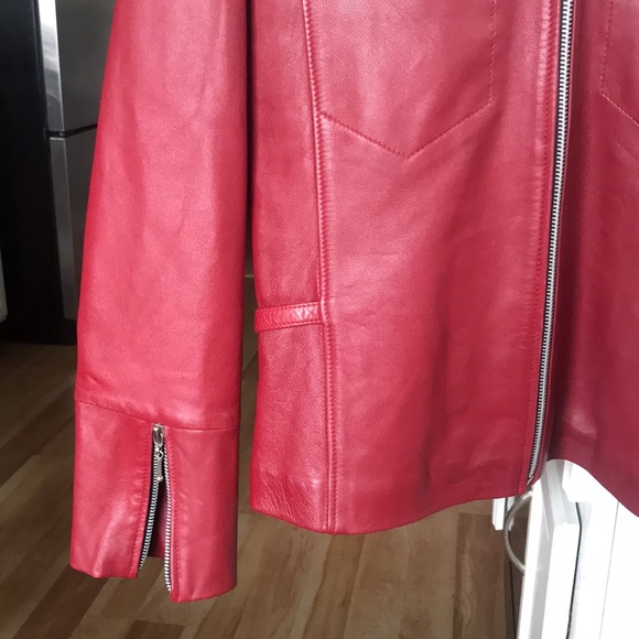 Fox Leather Bike Cranberry Jacket - like new - Picture 3 of 12